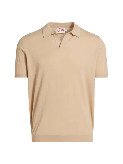 Mc2 Saint Barth Sloan Fine-knit V-neck T-shirt In Neutral