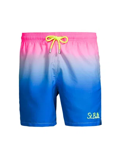 Mc2 Saint Barth Men's Striped Drawstring Swim Shorts In Ombre Pink