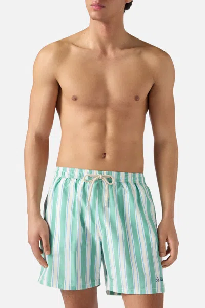 Mc2 Saint Barth Men Syros Swim Short Green Stripe
