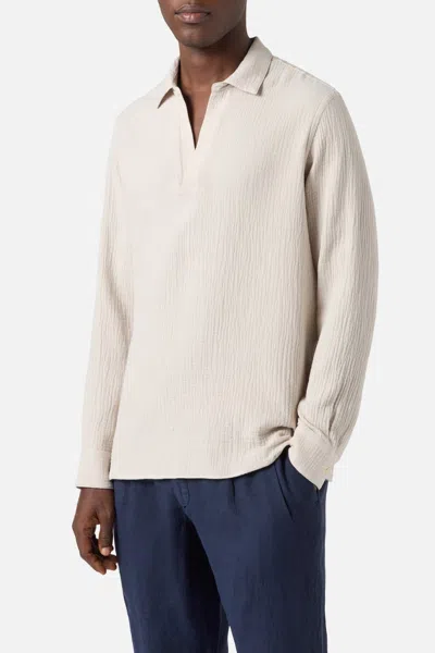 Mc2 Saint Barth Men Ventotene Polo Shirt Grain In Neutral