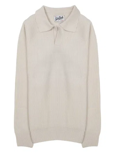 Mc2 Saint Barth Men's Wool Striped Polo - Dawning In Beige