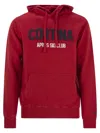 Mc2 Saint Barth Mens Red Tribeca Sweatshirt With Cortina Apres Ski Club Logo Embroidery In Red/blue