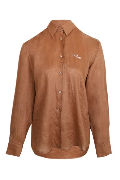 Mc2 Saint Barth Meredith Brown Linen Classic Shirt