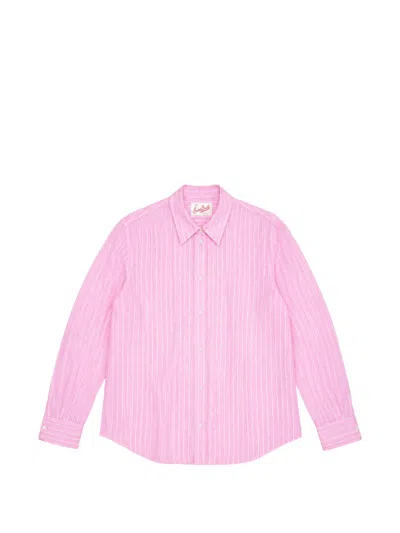 Mc2 Saint Barth Meredith Logo-embroidered Striped Shirt In Pink