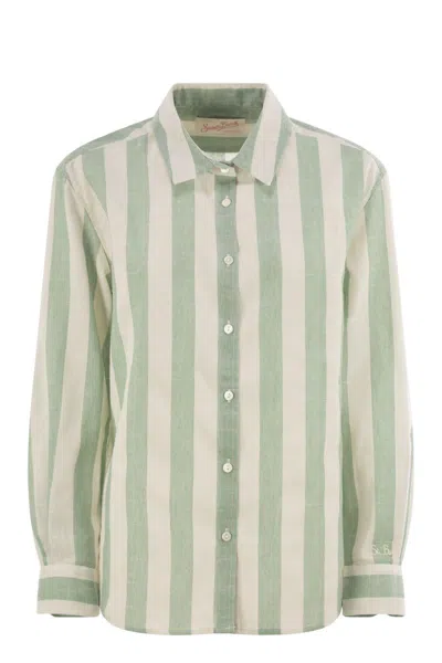 Mc2 Saint Barth Meredith - Patterned Cotton Blend Shirt In Green