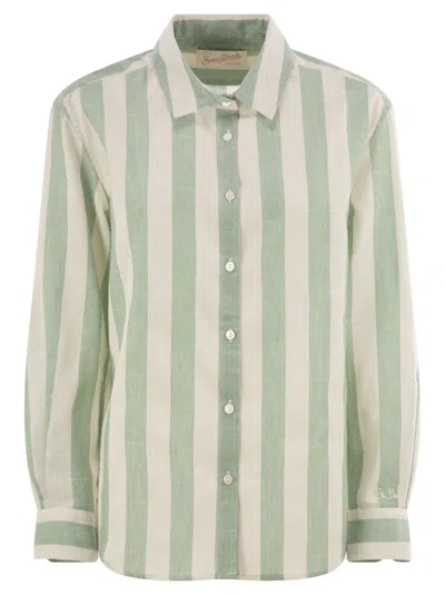 Mc2 Saint Barth Meredith Patterned Cotton Blend Shirt In Transparent
