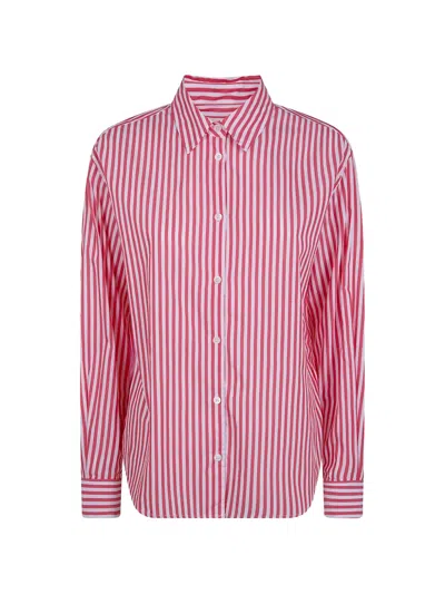 Mc2 Saint Barth Meredith Vertical-stripe Logo-embroidered Shirt In Pink