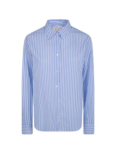 Mc2 Saint Barth Meredith Vertical-stripe Logo-embroidered Shirt In Blue