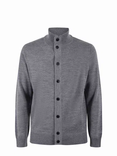 Mc2 Saint Barth Merino Wool Cardigan In Grey