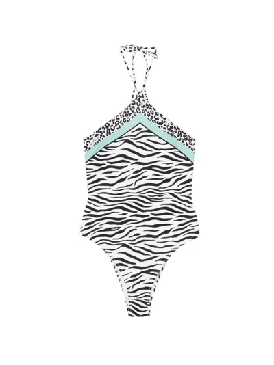 Mc2 Saint Barth Meryem Animal-print Halterneck Swimsuit In Animal Print