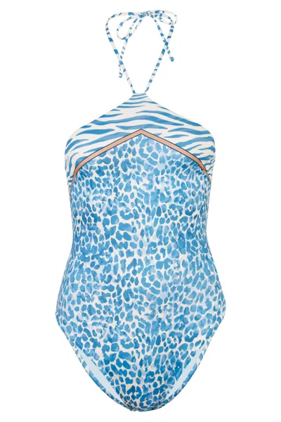 Mc2 Saint Barth Meryem Foulard Bandeau One Piece Blue Safari