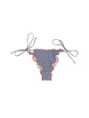 Mc2 Saint Barth Striped Halter Neck Ruffle Trim Bikini In Blue