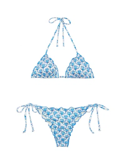 Mc2 Saint Barth Miami Cheeky Bikini Swimsuit In Blue