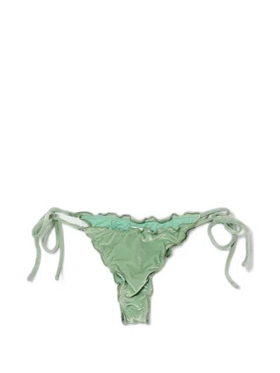 Mc2 Saint Barth Miami Ruffled Side-tie Bikini Bottoms In Green