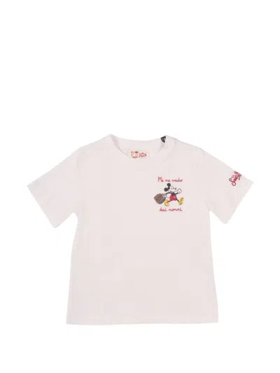 Mc2 Saint Barth Mickey Mouse Embroidered T-shirt In White