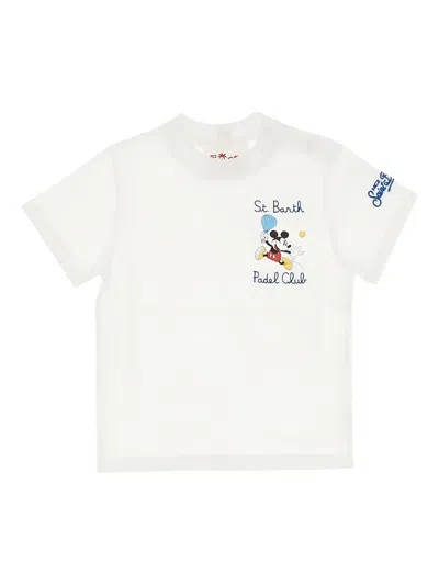 Mc2 Saint Barth Kids' Mickey Mouse Padel Club T-shirt In White