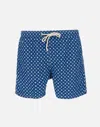 Mc2 Saint Barth Man Lightweight Fabric Swim-shorts Lighting Micro Fantasy With Tie Print In Blue