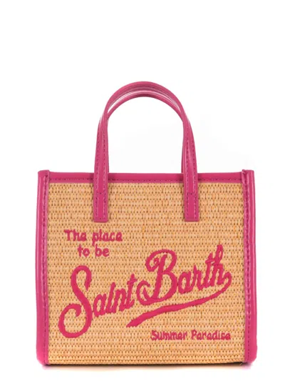 Mc2 Saint Barth Micro Shopping Bag In Beige/fucsia