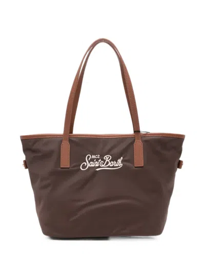 Mc2 Saint Barth Mid City Logo-embroidered Tote Bag In Brown