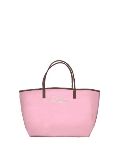 Mc2 Saint Barth Mid Nylon Shoulder Bag With Vibrant Pink Tone