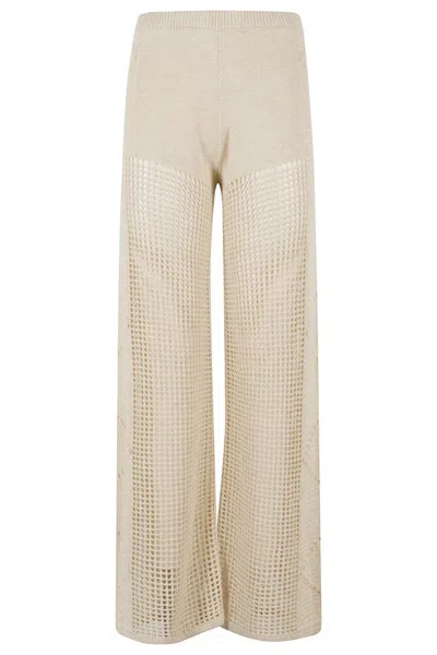 Mc2 Saint Barth Mid-rise Crochet Flare Pants With Elasticized Waistband In Multi