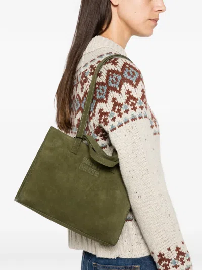 Mc2 Saint Barth Midi Jour Suede Tote Bag In Green