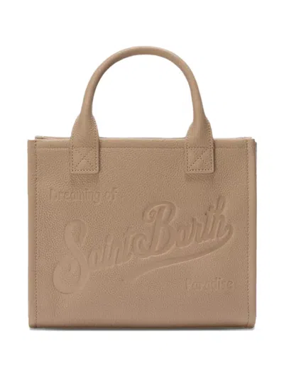 Mc2 Saint Barth Midi Vanity Debossed Leather Tote Bag In Neutral
