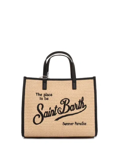 Mc2 Saint Barth Midi Vivian Embroidered Tote Bag In Neutral