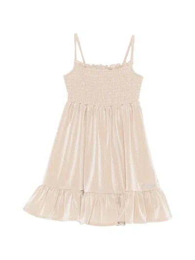 Mc2 Saint Barth Miki Shirred Ruffled Dress In Gold