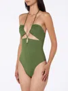 Mc2 Saint Barth Military Green Cutout One Piece Swimsuit Kinsley In Green