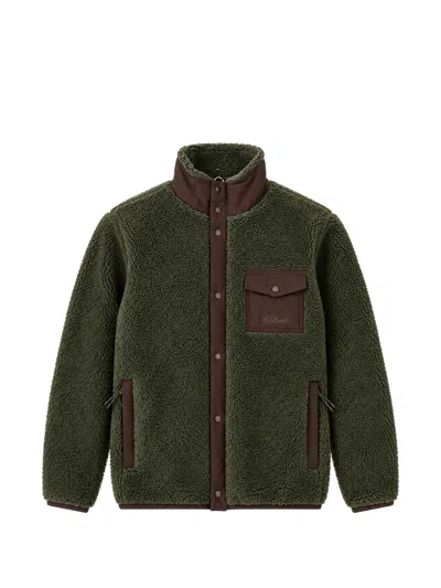 Mc2 Saint Barth Military Green Keystone Teddy Jacket With Zip Closure
