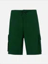 Mc2 Saint Barth Military Green Technic Fabric Bermuda Shorts Deck In Green