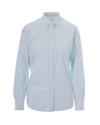 Mc2 Saint Barth Mini Brigitte Special Edition Cotton Poplin Shirt In Blue