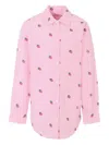 Mc2 Saint Barth Mini Brigitte Strawberry-print Striped Shirt In Pink
