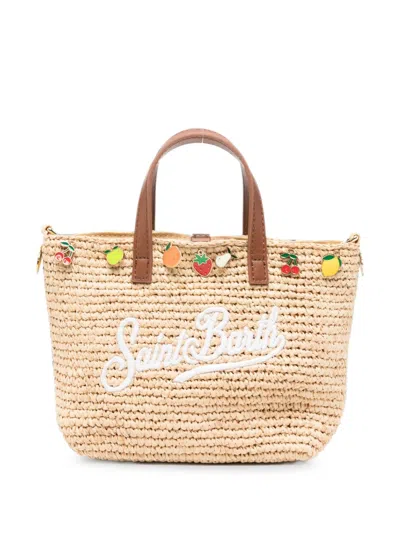 Mc2 Saint Barth Mini City Fruit-charm Tote Bag In Neutral