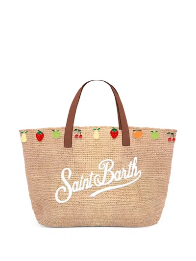 Mc2 Saint Barth Mini City Fruit-detail Tote Bag In Brown