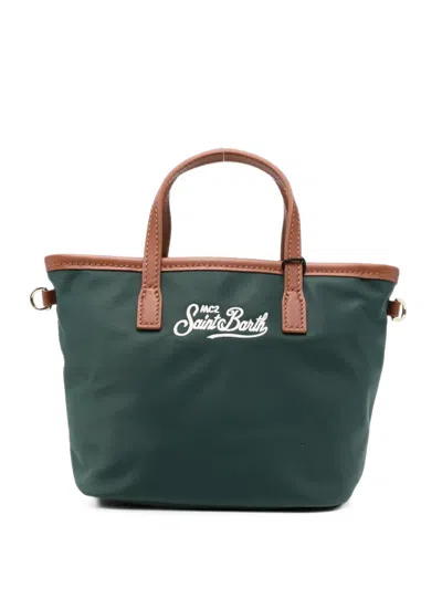 Mc2 Saint Barth Mini City Logo-embroidered Tote Bag In Green