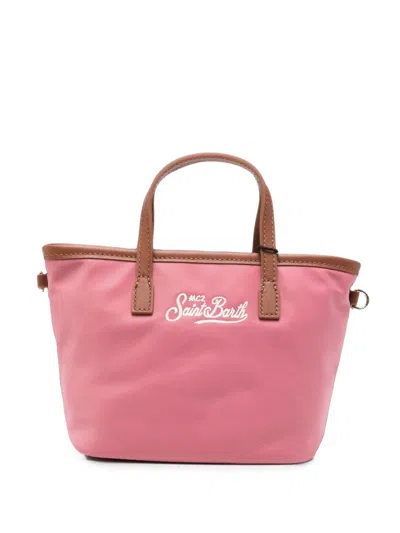 Mc2 Saint Barth Mini City Logo-embroidered Tote Bag In Pink