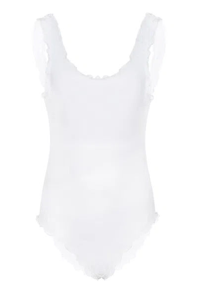 Mc2 Saint Barth Mini Daisy Classic One Piece Swimsuit In White