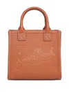 Mc2 Saint Barth Mini Embossed Grained Leather Tote Bag In Brown