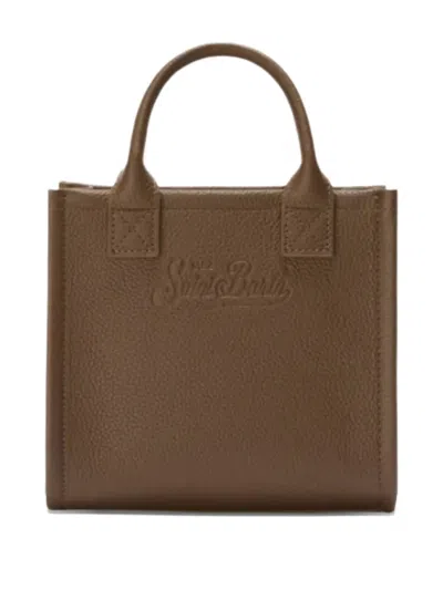 Mc2 Saint Barth Mini Embossed-logo Tote Bag In Brown