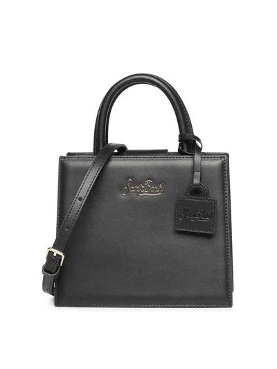 Mc2 Saint Barth Mini Leather Shopper Bag In Black