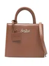 Mc2 Saint Barth Mini Leather Tote Bag In Brown