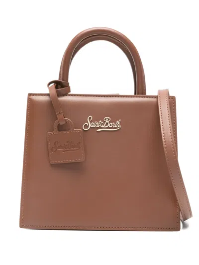 Mc2 Saint Barth Mini Leather Tote Bag In Brown