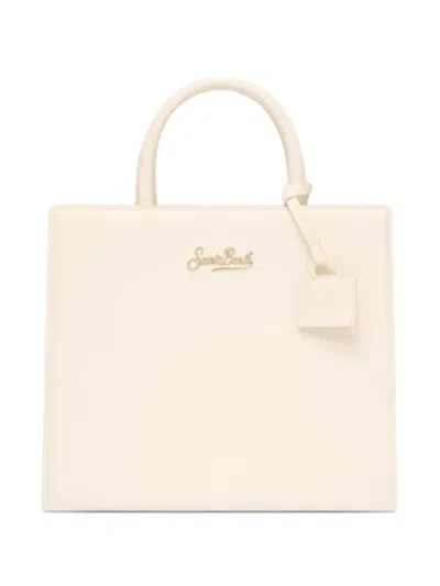 Mc2 Saint Barth Mini Leather Tote Bag In White