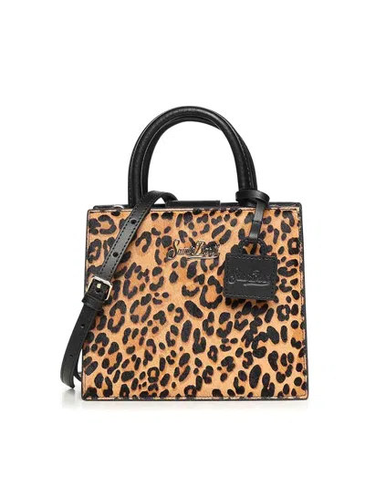 Mc2 Saint Barth Mini Leopard Print Shopper Bag In Blue