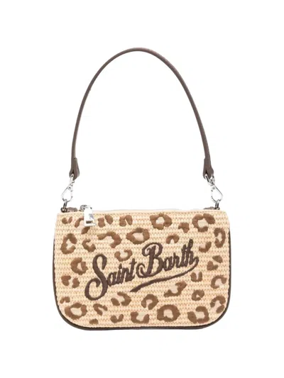 Mc2 Saint Barth Mini Leopard-print Clutch Bag In Brown