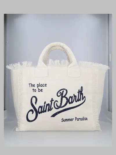 Mc2 Saint Barth Mini Linen Handbag For Women In White