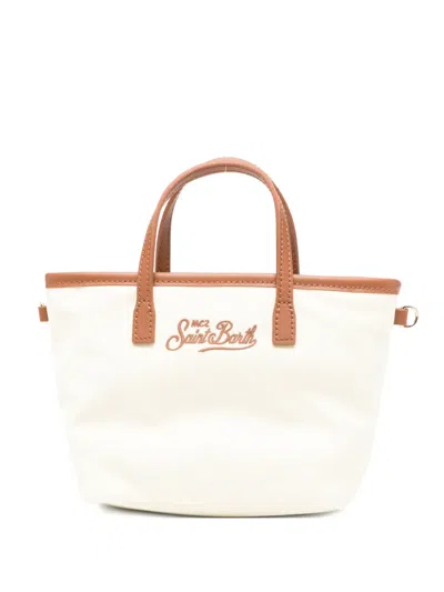 Mc2 Saint Barth Mini Logo-embroidered Tote Bag In White