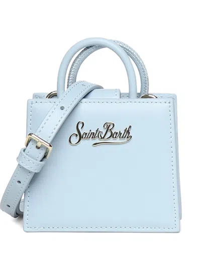 Mc2 Saint Barth Mini Logo-plaque Leather Tote Bag In Blue